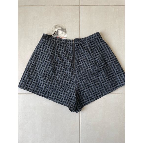 Line + Dot Multicolor High Waist Plaid Pleated Eyelet Shorts Lined - Picture 3 of 5